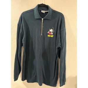 The Disney Store Long Sleeve Vintage Mickey Polo Shirt cotton blue size large